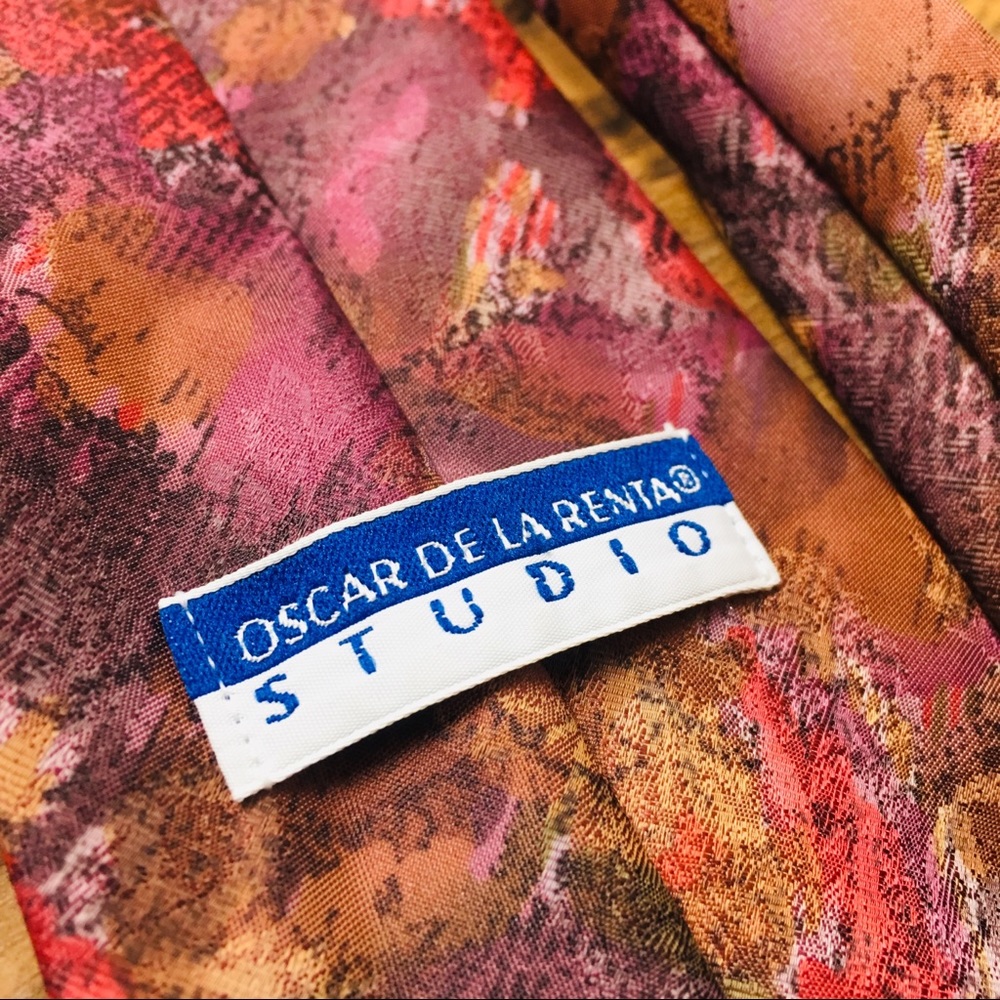 Oscar De La Renta Studio Red Multicolor Mens Tie